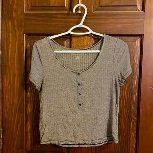 American Eagle black and white striped crop top